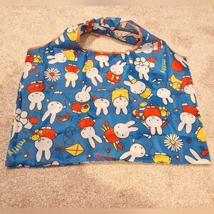 Miffy Blue Foldable Waterproof Reusable Tote Bag With Pocket , NEW